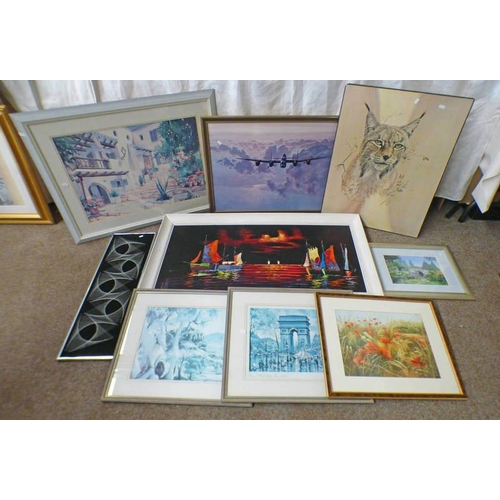 1060 - VARIOUS FRAMED OIL PAINTINGS, PRINTS, WATERCOLOUR, STRING ART, ETC TO INCLUDE; HOFF, SHIPS IN THE NI... 