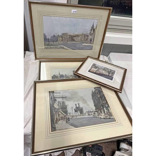1075R - 3 A P NEILSON WATERCOLOURS OF DUNDEE, ROYAL ARCH, HIGH SCHOOL & 1 OTHER & A FRAMED FRASER & SON PRIN... 