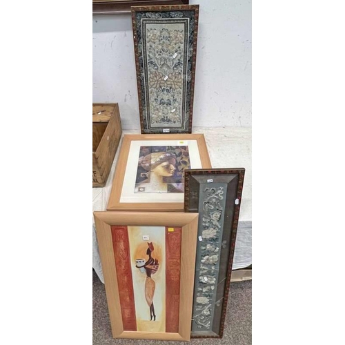 1075W - 2 FRAMED ORIENTAL SILKWORK, TAPESTRIES AND OTHER FRAMED PICTURES