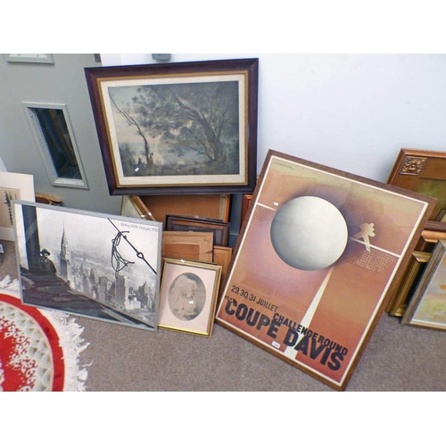 1098 - LARGE SELECTION OF VARIOUS FRAMED POSTERS AND PRINTS LARGEST 66CM X 88CM