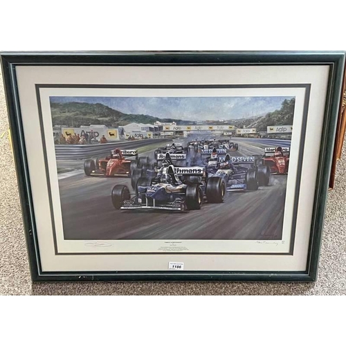 1186 - FRAMED LIMITED EDITION PRINT TRIPLE ACHIEVEMENT SIGNED IN PENCIL ALAN FEARNLEY AND SIGNED BY DAVID C... 