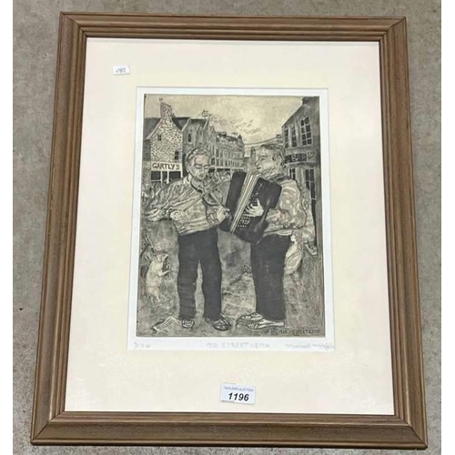 1196 - MICHAEL MCVEIGH,  MID STREET, KEITH ETCHING SIGNED NO 3 OF 20  30 X 21 CMS