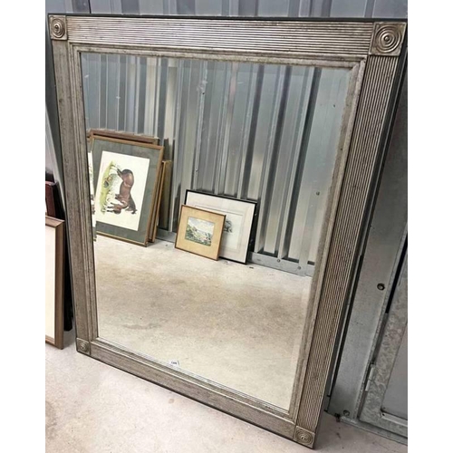 1206 - LARGE RECTANGULAR BEVELLED EDGE MIRROR IN SILVERED FRAME 100 X 75 CMS