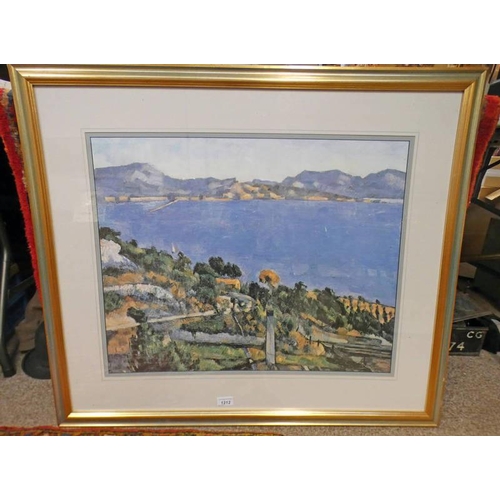 1212 - FRAMED CEZANNE PRINT: THE BAY OF MARSEILLE - 53CM X 67 CM