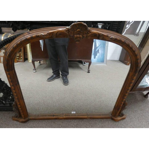 131 - LATE 19TH EARLY 20TH CENTURY GILT OVERMANTLE MIRROR, OVERALL LENGTH 126CM HEIGHT 93CM