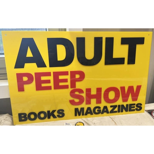 1449B - ADVERTISEMENT SIGN / SHOP DISPLAY SIGN '' ADULT PEEP SHOW BOOKS MAGAZINES'',