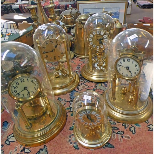 1450 - 5   20TH CENTURY DOMED TORSION PENDULUM MANTLE CLOCKS  TALLEST 29 CM