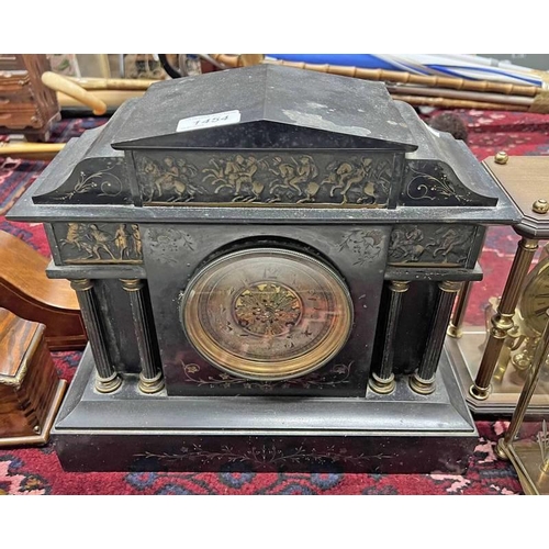 1454 - BLACK SLATE MANTLE CLOCK