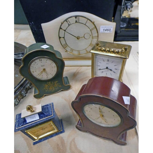 1460 - SWIZA BARREL CLOCK, ONYX MANTLE CLOCK, BLUE LUXOR CLOCK ETC TALLEST 17 CM