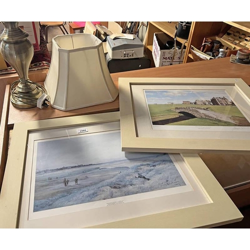 1560 - TABLE LAMP, FRAMED J SMART PRINT AND A FRAMED GREAME BAXTER OLD COURSE ST ANDREWS SIGNED PRINT -3-