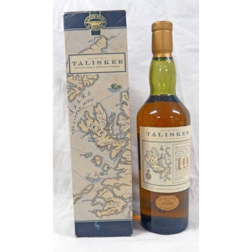 2063 - 1 BOTTLE TALISKER 10 YEAR OLD SINGLE MALT WHISKY WITH MAP LABEL - 70CL, 45.8% VOL. BOXED
