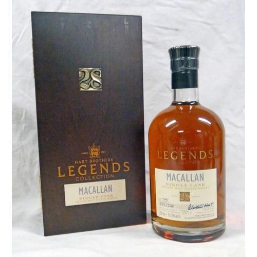 2092 - 1 BOTTLE MACALLAN 28 YEAR OLD HART BROTHERS LEGENDS COLLECTION NATURAL CASK STRENGTH SINGLE MALT WHI... 