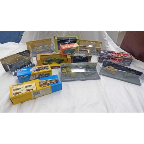 2109 - SELECTION OF VARIOUS MILITARY MODELS FROM CORGI, VICTORIA ETC INCLUDING WILLYS JEEP AMBULANCE U.S. A... 