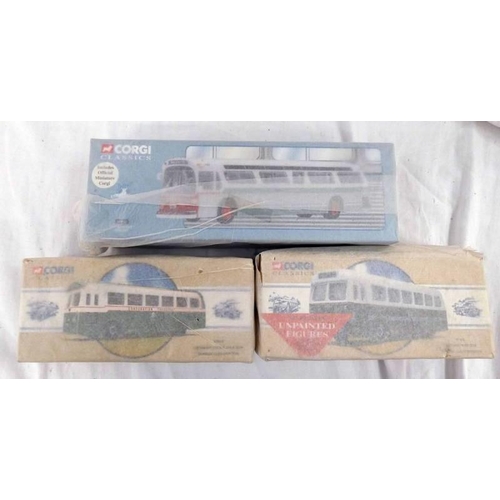 2118 - THREE CORGI MODEL BUSES INCLUDING 97018 - WEYMAN SINGLE DECK BUS, DUNDEE CORPORATION TOGETHER WITH 9... 