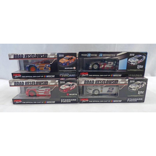 2146 - FOUR LIONEL RACING 1:24 SCALE LIMITED EDITION NASCAR MODEL VEHICLES INCLUDING BRAD KESELOWSKI #2 WUR... 