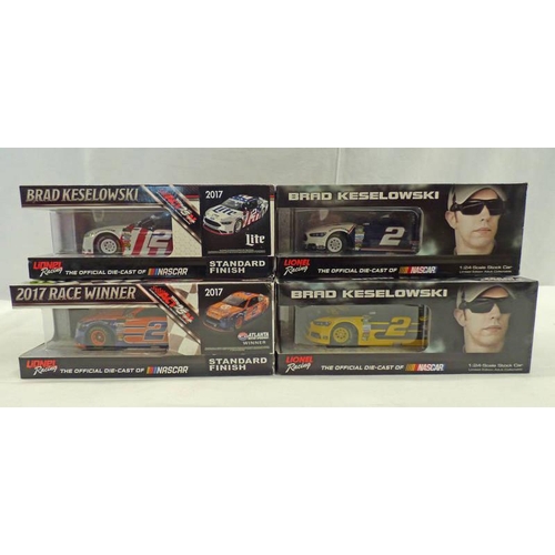 2163 - FOUR LIONEL RACING 1:24 SCALE LIMITED EDITION NACAR MODEL CARS INCLUDING BRAD KESELOWSKI #2 AUTO TRA... 