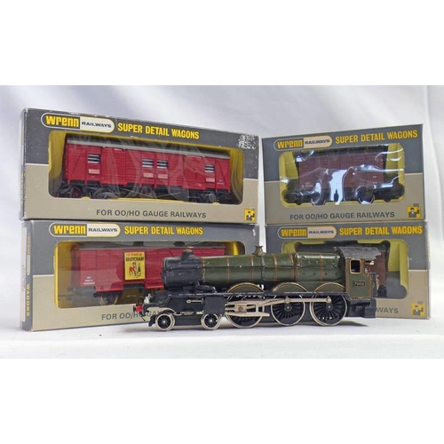 2283 - HORNBY DUBLO OO GAUGE 4-6-0 CLASS CASTLE 7002 STEAM LOCOMOTIVE (MISSING TENDER) TOGETHER WITH 4 WAGO... 