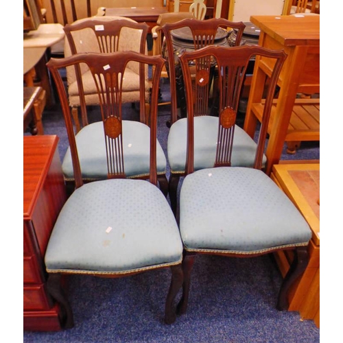 287 - SET OF 4 LATE 19TH CENTURY MAHOGANY CHAIRS WITH DECORATION BOXWOOD INLAY ON SHAPED SUPPORTS