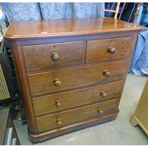 311 - 19TH CENTURY MAHOGANY CHEST OF 2 SHORT OVER 3 LONG DRAWERS 110 CM TALL X 104 CM WIDE