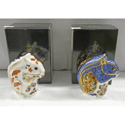 3125 - 2 ROYAL CROWN DERBY IMARI PAPERWEIGHTS, DEBENHAMS SQUIRREL WITH GOLD STOPPER AND BOX AND SQUIRREL WI... 