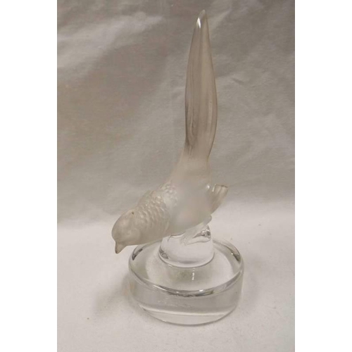 3135 - GLASS BIRD WITH ENGRAVED MARK LALIQUE, FRANCE, HEIGHT 11CM