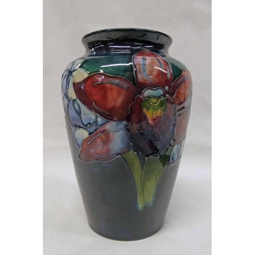 3137 - MOORCROFT VASE DECORATED WITH ORCHID & SPRING FLOWERS - 15.5CM TALL