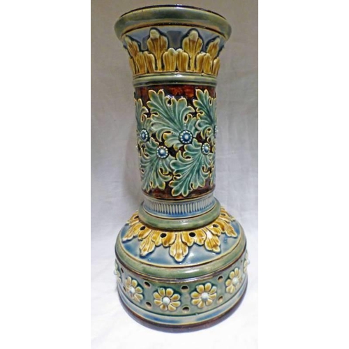 3165 - DOULTON LAMBETH STONEWARE VASE WITH FLORAL DECORATION - 28CM TALL