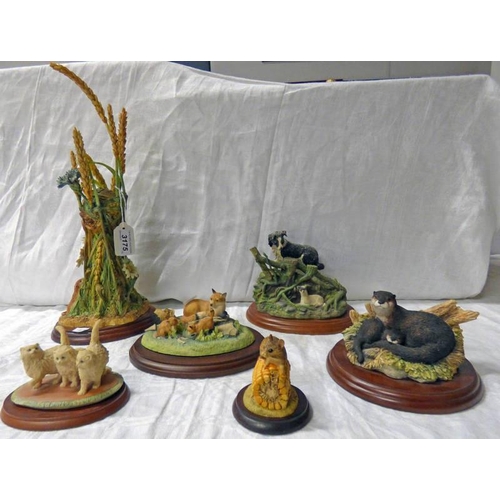 3175 - SIX BORDER FINE ARTS FIGURE SETS INCLUDING HARVEST HOME, FOUND SAFE AND MOUSE ON CORN COB AND OTHERS