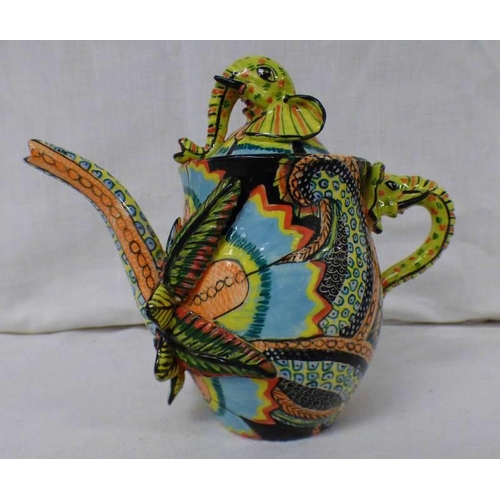 3348 - ARDMORE STUDIO POTTERY TEAPOT BY LOVEMORE STISO PAINTED BY MAVIS - 13.5CM TALL