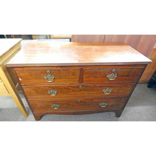 502 - LATE 19TH CENTURY MAHOGANY CHEST OF 2 SHORT OVER 2 LONG DRAWERS, 75CM TALL X 105CM LONG