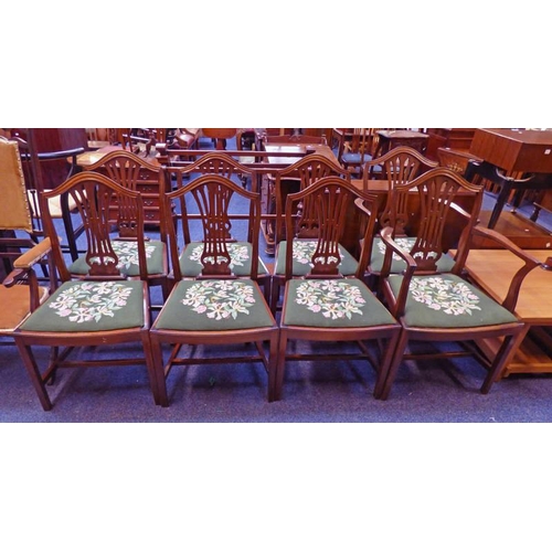 520 - SET OF 8 EARLY 20TH CENTURY MAHOGANY DINING CHAIRS ON SQUARE SUPPORTS INCLUDING 2 ARMCHAIRS