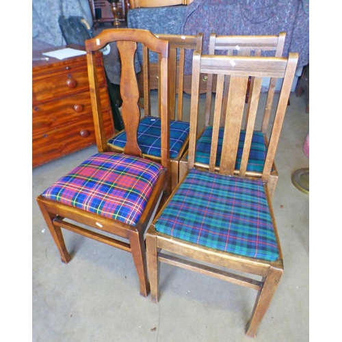 54 - SET OF 3 MAHOGANY CHAIRS ON SQUARE SUPPORTS AND ONE OTHER SIMILAR CHAIR