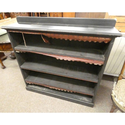 55 - LATE 19TH CENTURY EBONISED BOOKCASE WITH ADJUSTABLE SHELVES 111CM TALL X 113CM WIDE