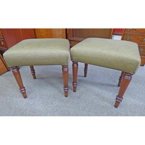 69 - PAIR OF 21ST CENTURY STOOLS ON TURNED SUPPORTS, 47CM TALL