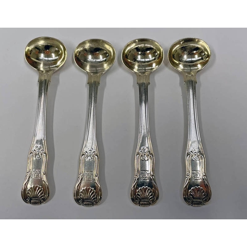 120 - SET OF 4 WILLIAM IV SILVER SALT SPOONS BY MARY CHAWNER, LONDON 1835 - 110G