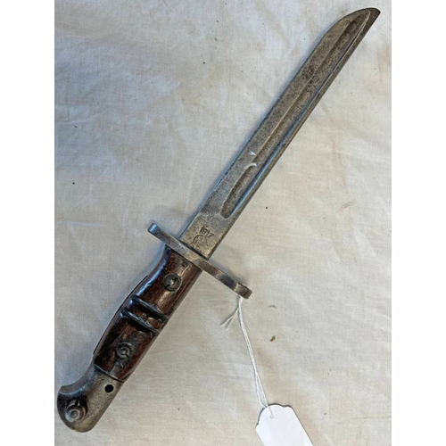 1244 - US 1917 BAYONET BY REMINGTON WITH 20.3CM LONG CUT DOWN BLADE