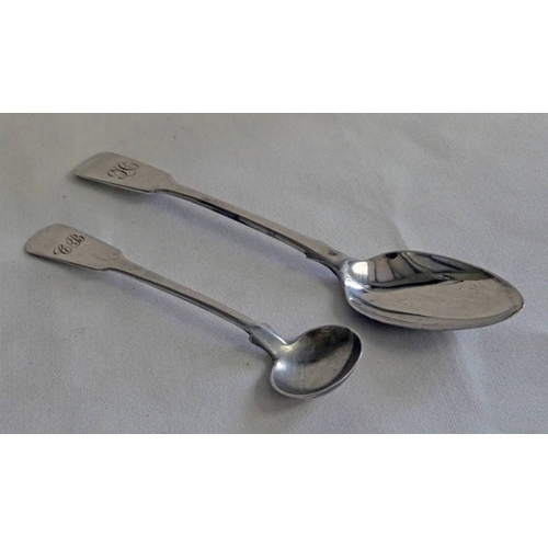 143 - SCOTTISH PROVINCIAL SILVER SALT SPOON BY ROBERT KEAY OF PERTH & SILVER TEASPOON BY GEORGE JAMIESON O... 