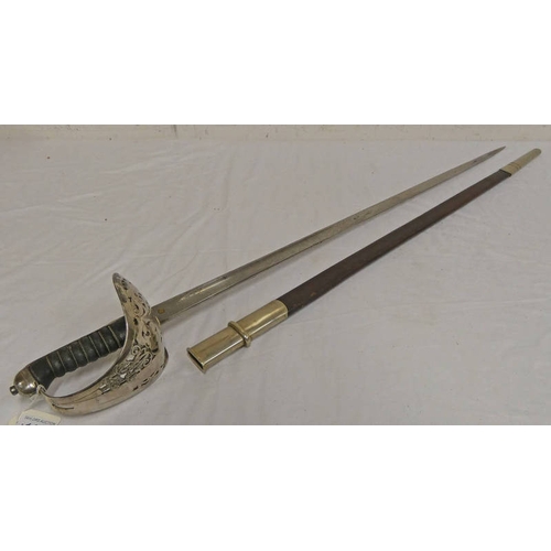 1489 - VICTORIAN INFANTRY OFFICERS SWORD WITH ITS FIELD  SERVICE SCABBARD