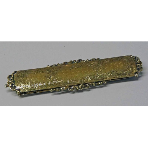 249 - FRENCH SILVER GILT SHOE BUCKLE WITH ENGRAVED DECORATION - 8.5CM LONG