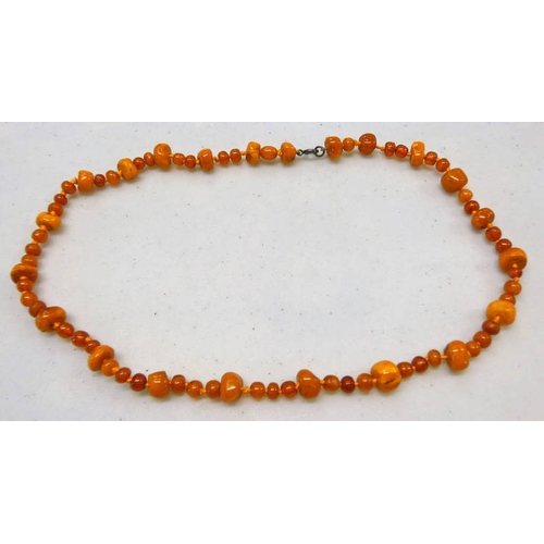 269 - YELLOW AMBER BEAD NECKLACE - 30G - 30CM DROP