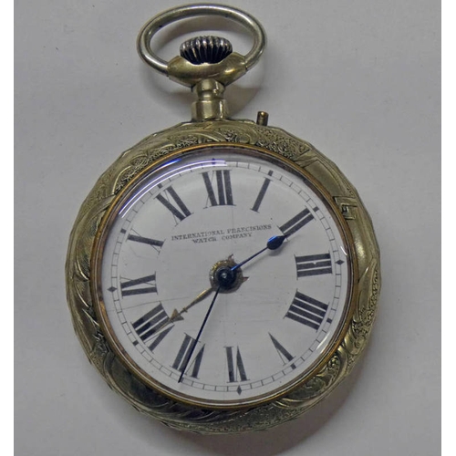 612 - SIGNAL BREVET POCKET WATCH WITH ''INTERNATIONAL PRAECISIONS WATCH COMPANY'' SIGNATURE TO DIAL IN MET... 