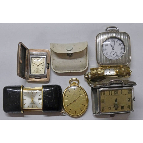 615 - SILVER CASED CRUSADER TRAVELLING WATCH, BIRMINGHAM 1935, A .925 CASED BREVET POCKET WATCH, A .925 SI... 