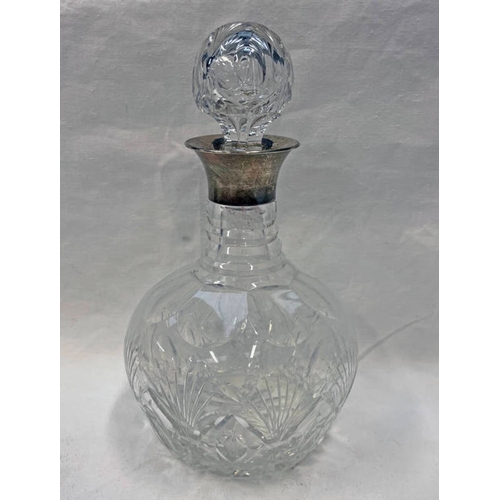 67 - SILVER MOUNTED CUT GLASS DECANTER, BIRMINGHAM 1955