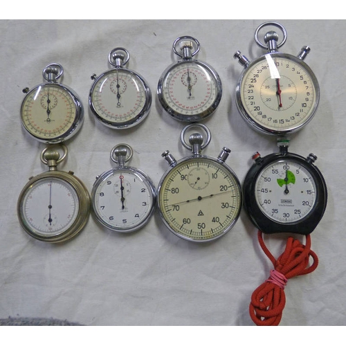 679 - 8 STOP WATCHES INCLUDING SMITHS, PRESTA AND OTHERS