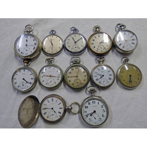 685 - 10 OPENFACED AND 2 HUNTER POCKET WATCHES INCLUDING LANCO, REVUE AND OTHERS