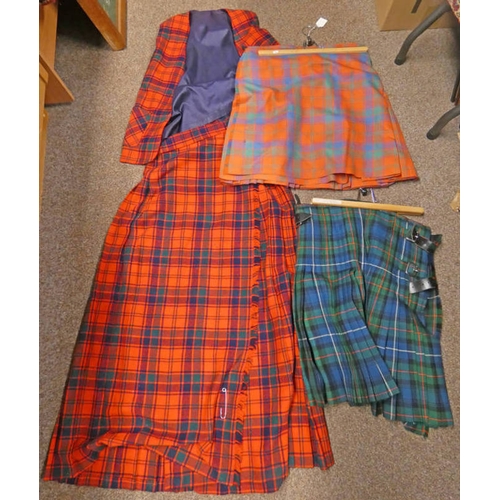 1691 - 2 TARTAN KILTS AND A MATCHING TARTAN WAISTCOAT AND SKIRT