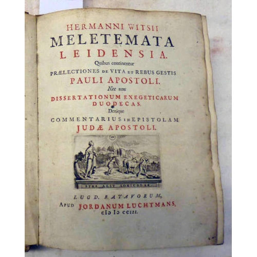 2095 - MELETEMATA LEIDENSIA, QUIBUS CONTINENTUR PRAELECTIONES DE VITA ET REBUS GESTIS PAULI APOSTOLI BY HER... 