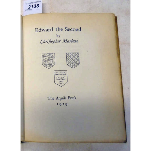 2138 - EDWARD THE SECOND BY CHRISTOPHER MARLOWE, LIMITED EDITON NO.124/500, FULLY VELLUM BOUND - 1929