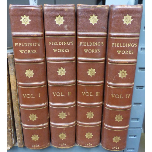 2198 - THE WORKS OF HENRY FIELDING, WITH THE LIFE OF THE AUTHOR, IN 4 FULLY LEATHER BOUND VOLUMES - 1762