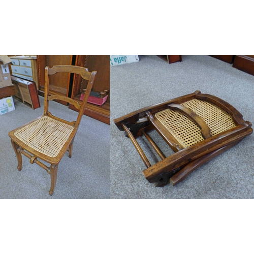 5058 - 19TH CENTURY FOLDING CAMPAIGN CHAIR WITH BERGERE SEAT